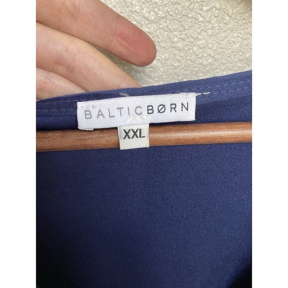 Baltic Born Navy Chiffon Maxi Dress size XXL short sleeve front slit v-neck soft - Picture 4 of 7